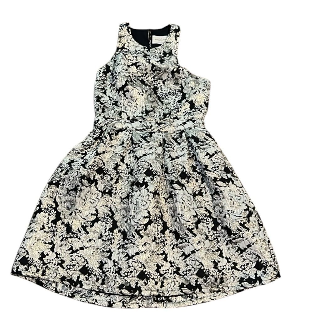 Abercrombie & fitch gold black fit and flare dress